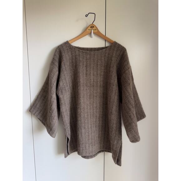Handmade Wool Pullover Top Beachy Minimalist Hippie Boho Unisec Style Size L - Picture 2 of 11
